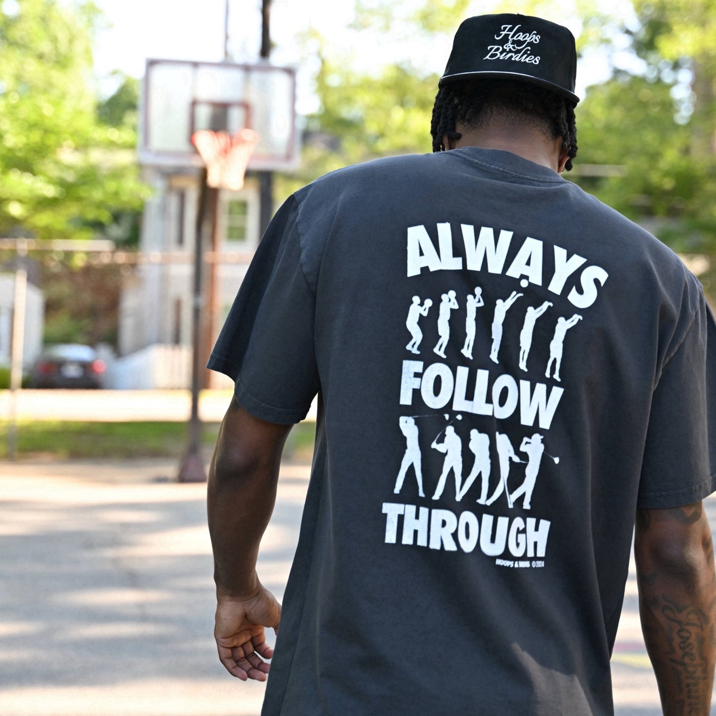 FOLLOW THROUGH TEE (OVERSIZED FIT) - FADED BLACK/WHITE