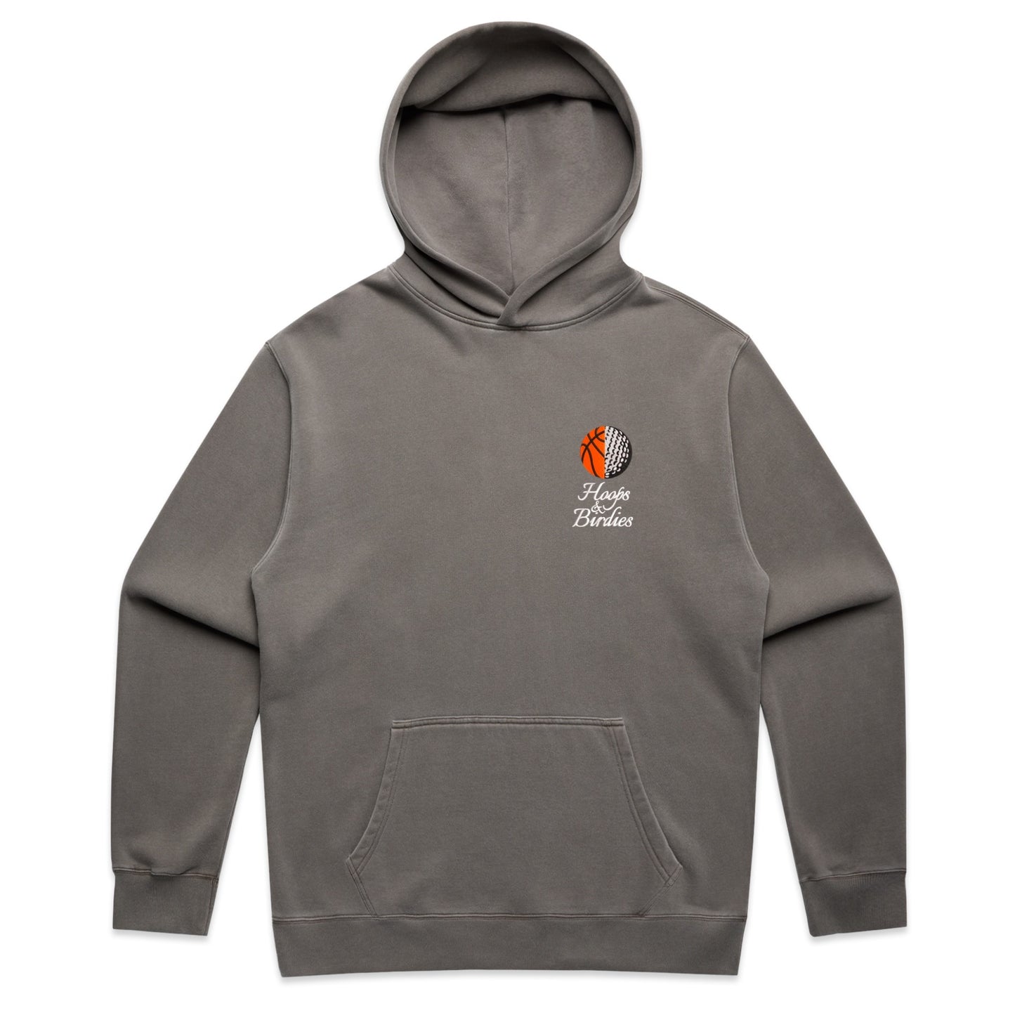 BALL SCRIPT LOGO HOODIE (OVERSIZED FIT) - FADED GREY/WHITE/ORANGE/BLACK